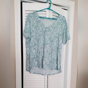 Peruvian Connection Blue and White Relaxed Blouse